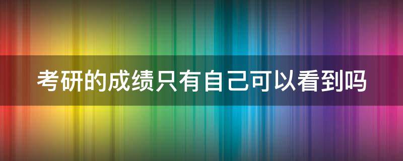 考研的成绩只有自己可以看到吗 考研成绩除了自己以外其他人可以查到吗