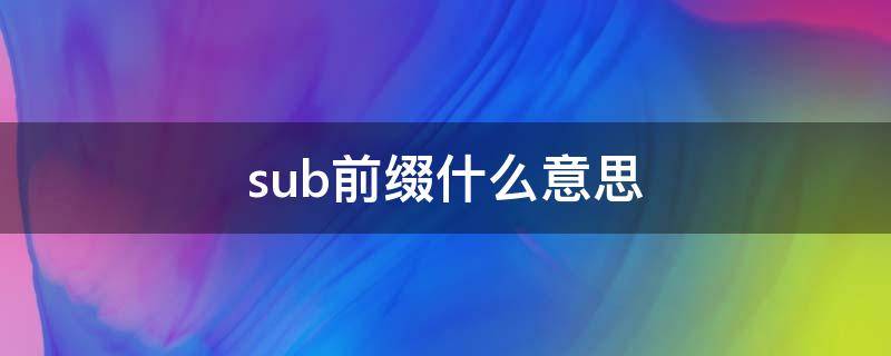 sub前缀什么意思（sub后缀什么意思）