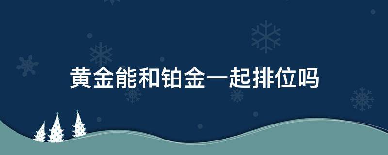 黄金能和铂金一起排位吗（黄金能和铂金一起排位吗王者）