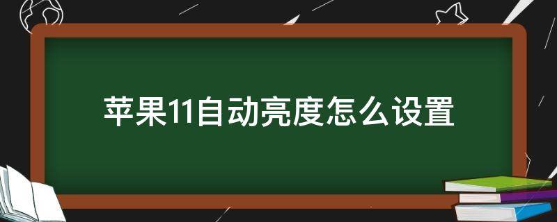 苹果11自动亮度怎么设置 苹果11设置自动亮度怎么设置