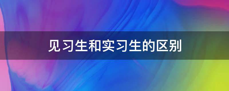 见习生和实习生的区别