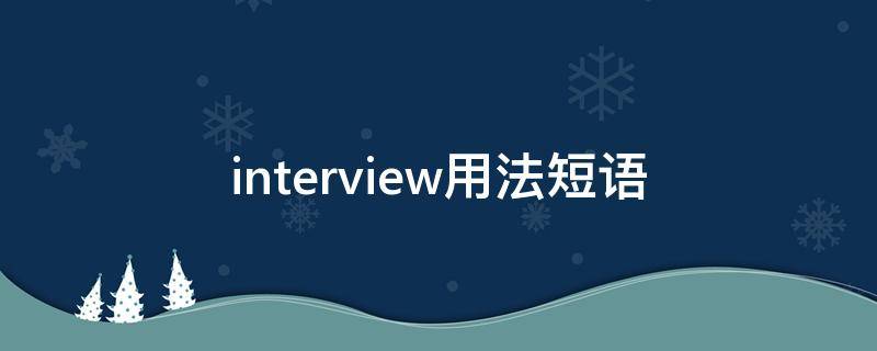 interview用法短语（Interview的用法）