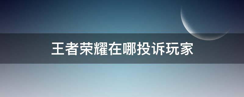 王者荣耀在哪投诉玩家（王者荣耀玩家投诉电话）