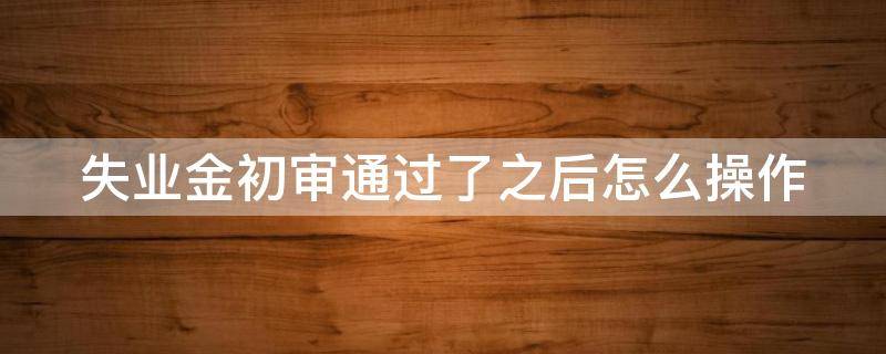 失业金初审通过了之后怎么操作（失业金初审过了就可以领钱了吗）