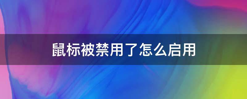 鼠标被禁用了怎么启用（不小心把鼠标禁用了）