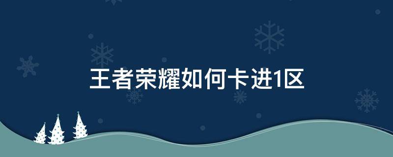 王者荣耀如何卡进1区（王者一点荣耀战区就卡）