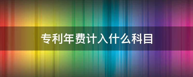 专利年费计入什么科目（专利的年费计入什么科目）