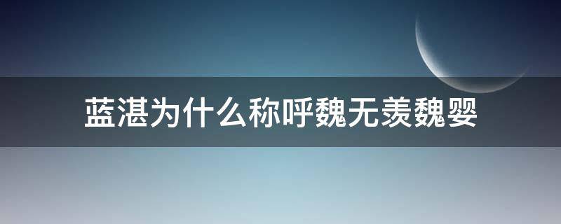 蓝湛为什么称呼魏无羡魏婴（魏无羡对蓝湛的称呼）