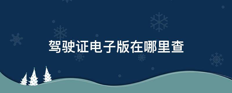 驾驶证电子版在哪里查 驾驶证电子版在哪里查看