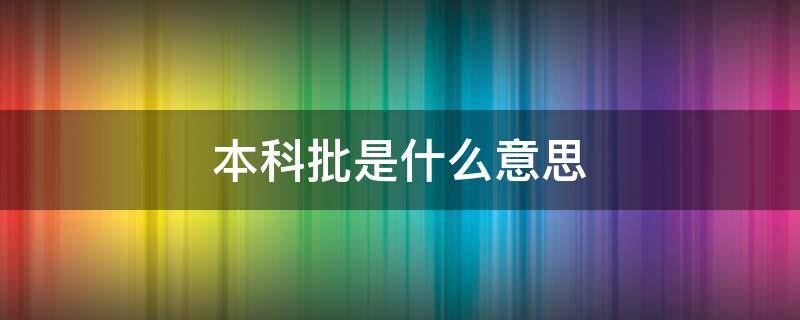 本科批是什么意思（物理本科批是什么意思）