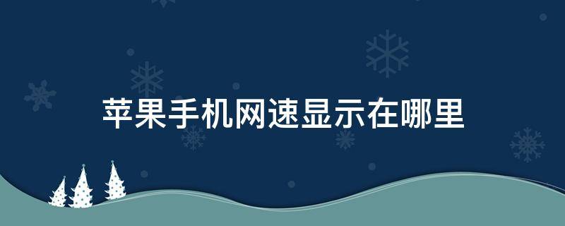 苹果手机网速显示在哪里 苹果手机怎么设置网速显示