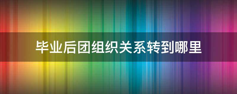 毕业后团组织关系转到哪里 高中毕业后团组织关系转到哪里