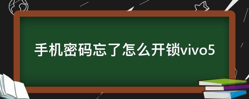 手机密码忘了怎么开锁vivo5（手机密码忘了怎么开锁安卓系统）