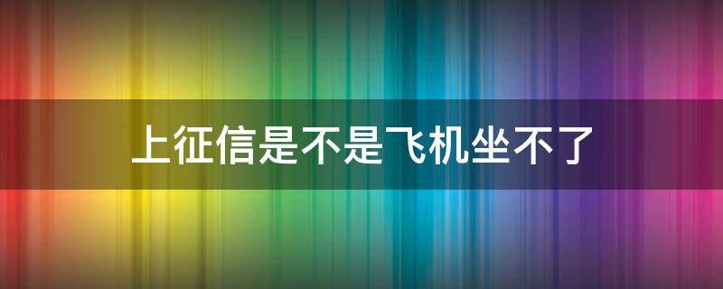 上征信是不是飞机坐不了（上征信坐不了飞机吗）