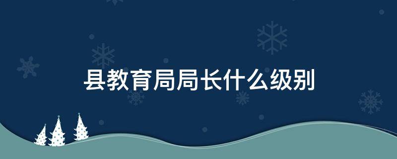 县教育局局长什么级别（县级教育局副局长什么级别）