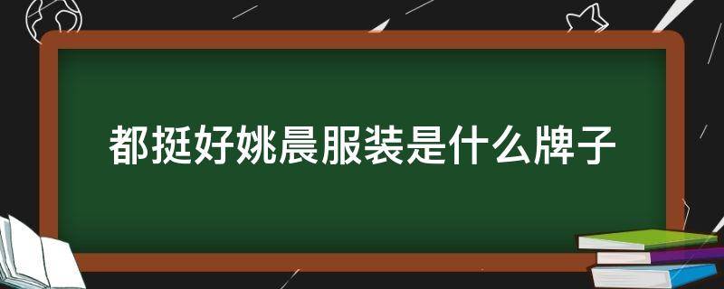 都挺好姚晨服装是什么牌子（姚晨穿的衣服什么牌子）