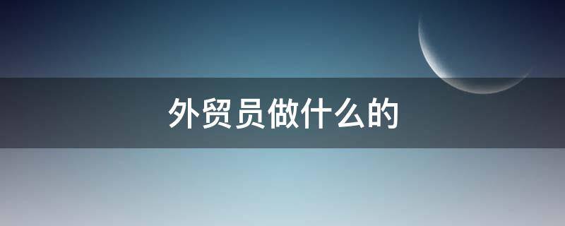 外贸员做什么的 外贸是做什么的 外贸业务员