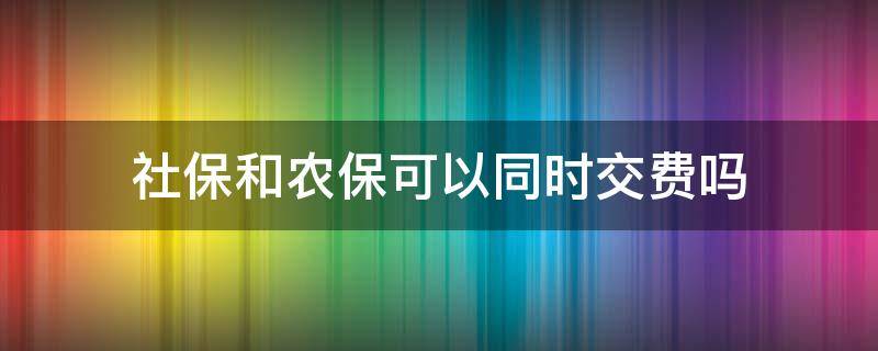 社保和农保可以同时交费吗 职工社保和农保可以一起交费吗