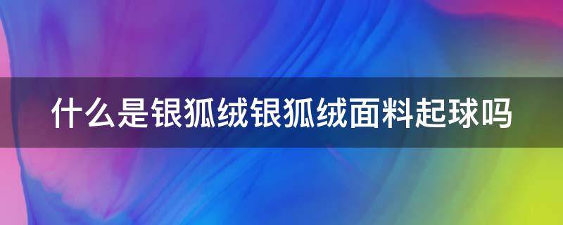 什么是银狐绒银狐绒面料起球吗（什么是银狐绒好不好）