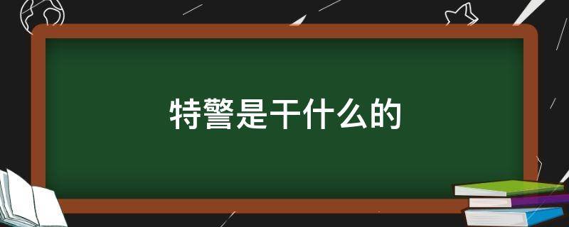 特警是干什么的（城市里的特警是干什么的）