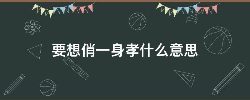 要想俏一身孝什么意思（要想俏一身孝要想精一身青）