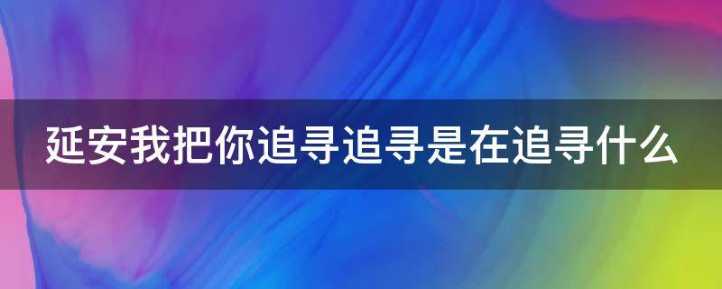 延安我把你追寻追寻是在追寻什么 延安我把你追寻追寻是在追寻什么和什么的精神