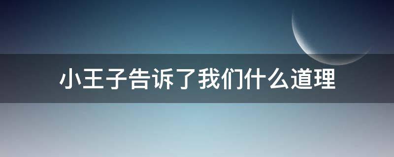 小王子告诉了我们什么道理（小王子告诉了我们什么道理知乎）