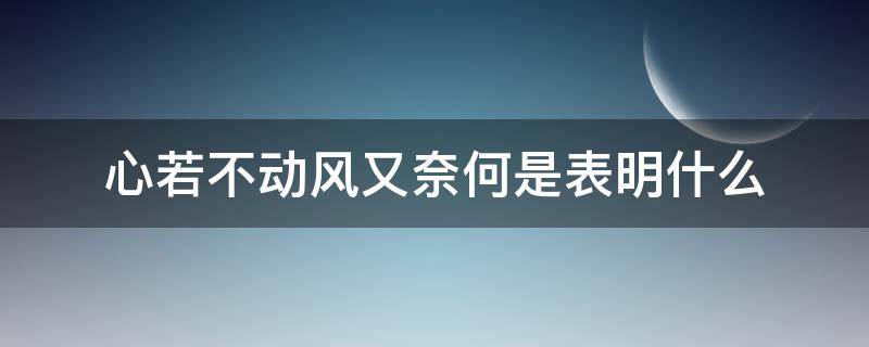 心若不动风又奈何是表明什么（心若不动风又奈何的意思是什么）