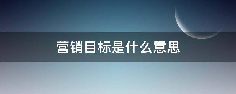 营销目标是什么意思（营销的主要目标是什么）