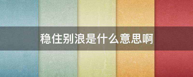 稳住别浪是什么意思啊 稳住别浪下一句怎么说