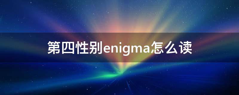 第四性别enigma怎么读（第四性别Enigma）