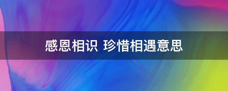 感恩相识（感恩相识 珍惜相遇古诗）