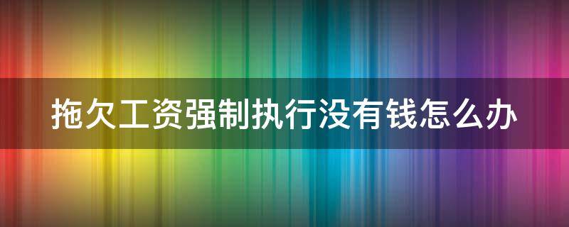 拖欠工资强制执行没有钱怎么办（拖欠工资申请强制执行也没钱怎么办）