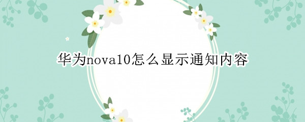 华为nova10怎么显示通知内容 华为nova通知栏