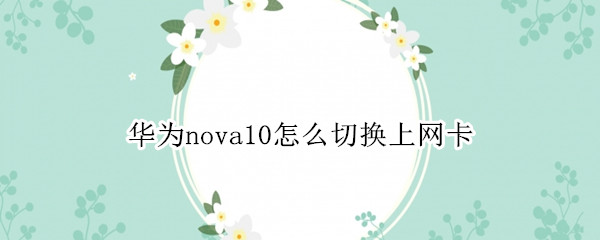 华为nova10怎么切换上网卡 华为nova手机网卡怎么办