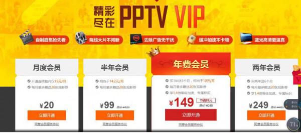 pptv聚力会员多少钱? pptv聚力会员多少钱