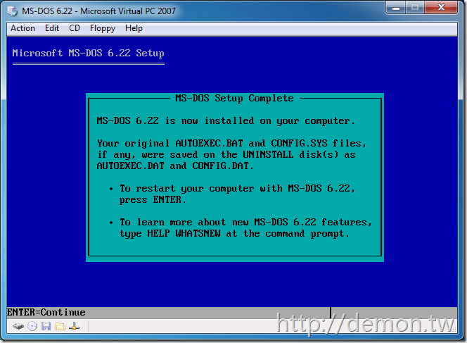 MSDN上MS-DOS 6.22的安装方法