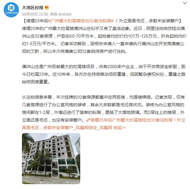 广州“最大烂尾楼”挂出32套法拍房
