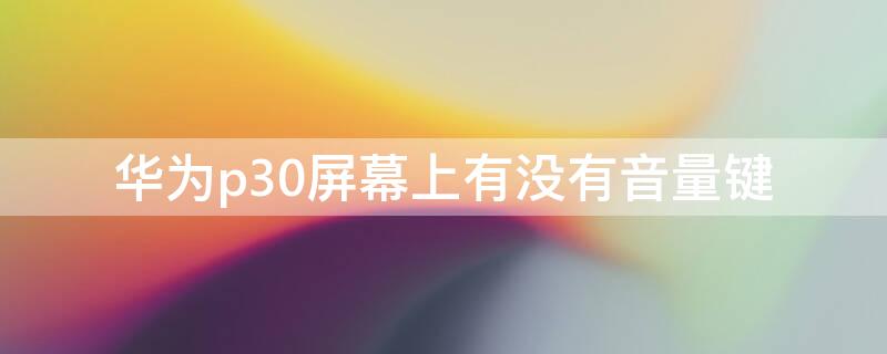 华为p30屏幕上有没有音量键 华为p30pro有音量键吗