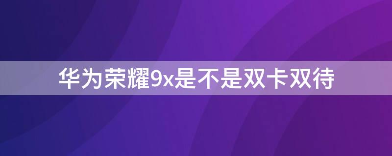 华为荣耀9x是不是双卡双待（华为9x双卡吗）