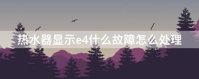 热水器显示e4什么故障怎么处理（热水器显示E4什么故障）