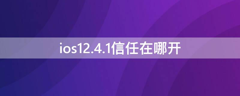 ios12.4.1信任在哪开 ios14.0.1的信任在哪里打开