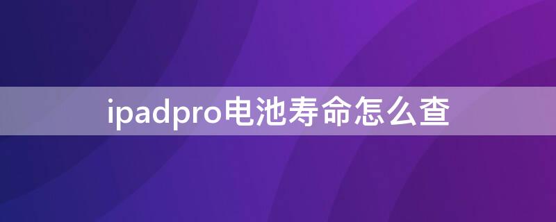 ipadpro电池寿命怎么查 ipadpro电池寿命查询app