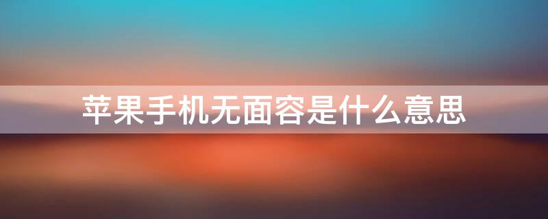 iPhone手机无面容是什么意思（iphone手机无面容是什么意思啊）