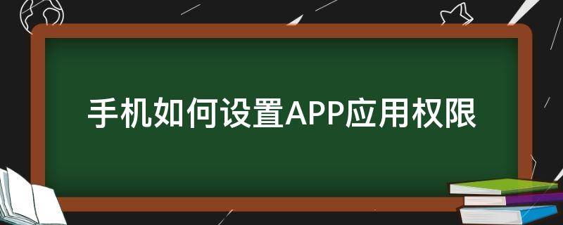 手机如何设置APP应用权限（手机应用的权限怎么设置）