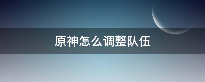 原神怎么调整队伍（原神怎么调整队伍顺序）