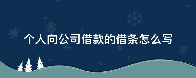 个人向公司借款的借条怎么写（个人给公司借款借条怎么写）