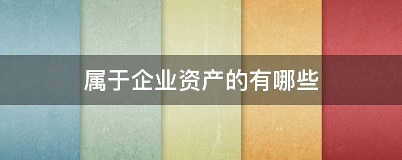 属于企业资产的有哪些 属于企业资产的有哪些,a企业拥有的设备