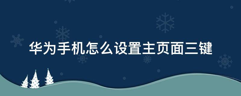 华为手机怎么设置主页面三键 华为手机主屏下面三个键如何设置