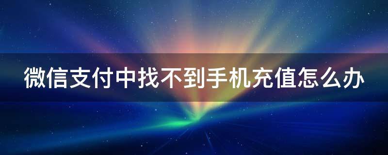 微信支付中找不到手机充值怎么办（微信支付中找不到手机充值怎么办呀）